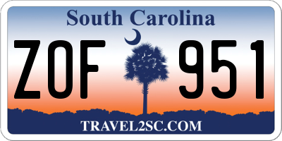 SC license plate ZOF951
