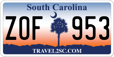 SC license plate ZOF953