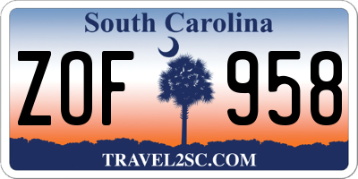 SC license plate ZOF958
