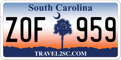 SC license plate ZOF959