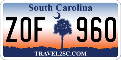 SC license plate ZOF960