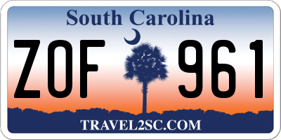 SC license plate ZOF961