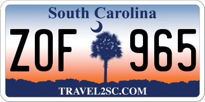 SC license plate ZOF965