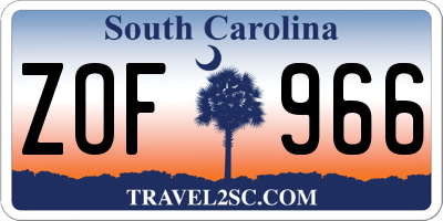 SC license plate ZOF966