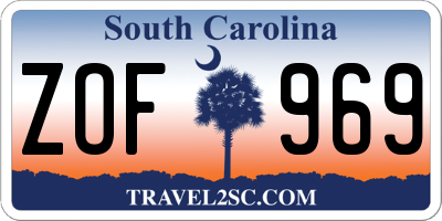 SC license plate ZOF969