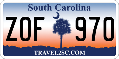 SC license plate ZOF970