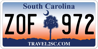SC license plate ZOF972