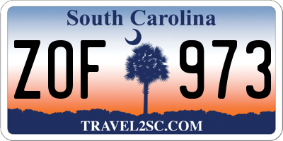SC license plate ZOF973