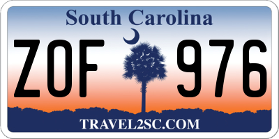 SC license plate ZOF976