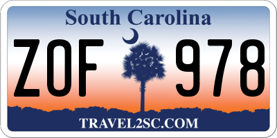 SC license plate ZOF978