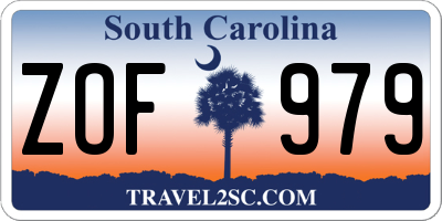 SC license plate ZOF979