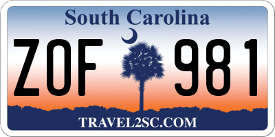 SC license plate ZOF981