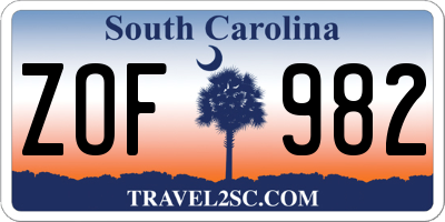 SC license plate ZOF982