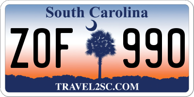 SC license plate ZOF990