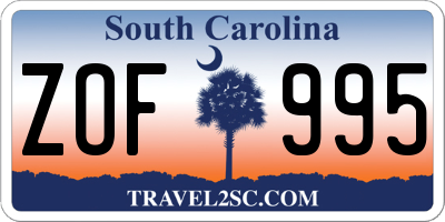 SC license plate ZOF995
