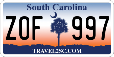 SC license plate ZOF997