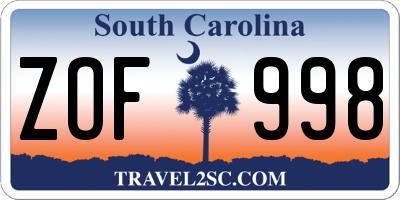 SC license plate ZOF998