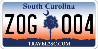SC license plate ZOG004