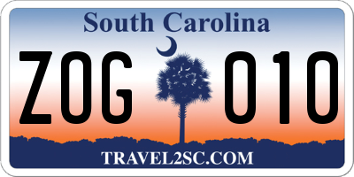 SC license plate ZOG010