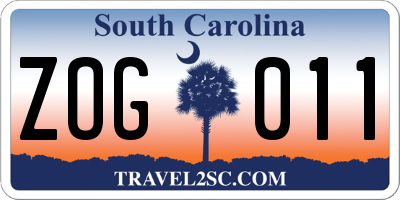 SC license plate ZOG011