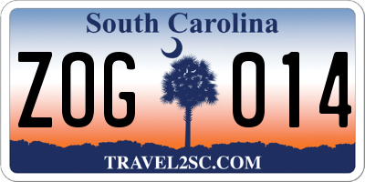 SC license plate ZOG014