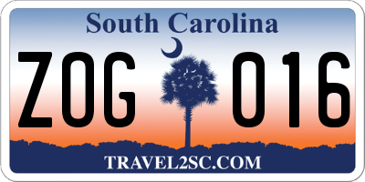 SC license plate ZOG016