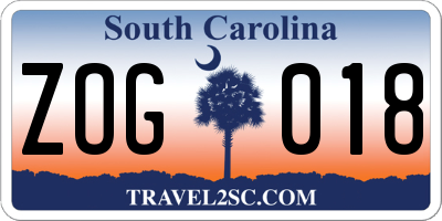 SC license plate ZOG018