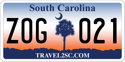 SC license plate ZOG021