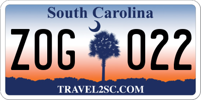 SC license plate ZOG022