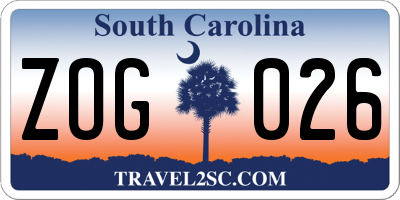 SC license plate ZOG026