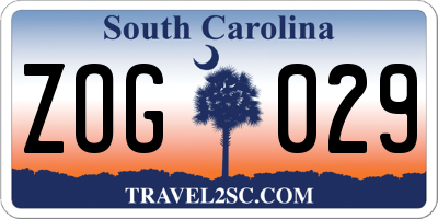 SC license plate ZOG029