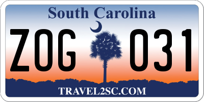 SC license plate ZOG031