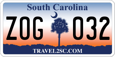 SC license plate ZOG032