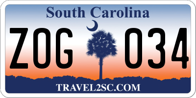 SC license plate ZOG034