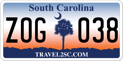 SC license plate ZOG038