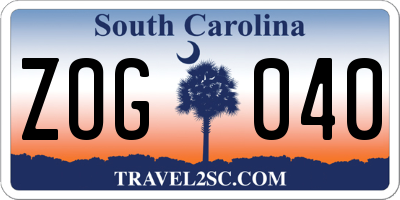 SC license plate ZOG040
