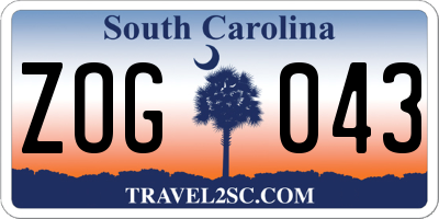 SC license plate ZOG043