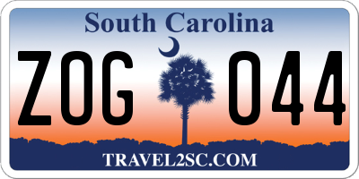 SC license plate ZOG044