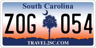 SC license plate ZOG054