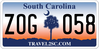 SC license plate ZOG058