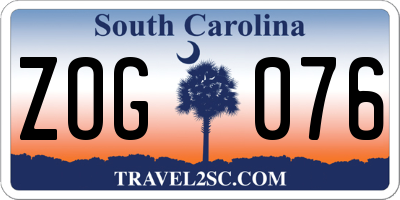 SC license plate ZOG076