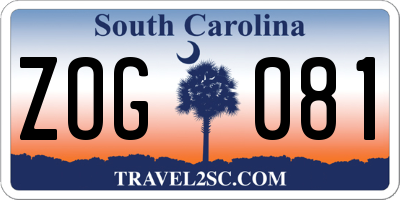 SC license plate ZOG081