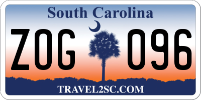 SC license plate ZOG096