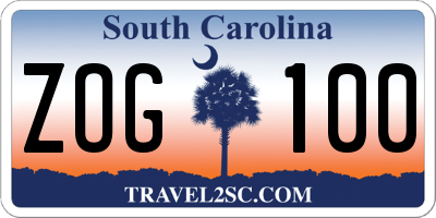 SC license plate ZOG100