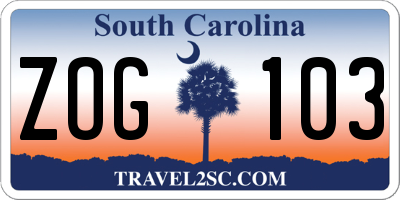 SC license plate ZOG103