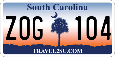 SC license plate ZOG104