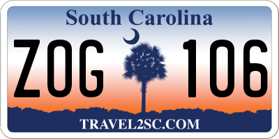 SC license plate ZOG106