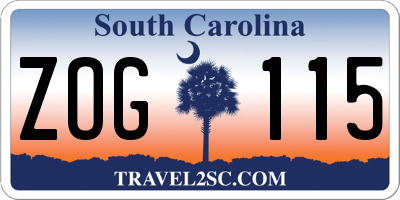 SC license plate ZOG115