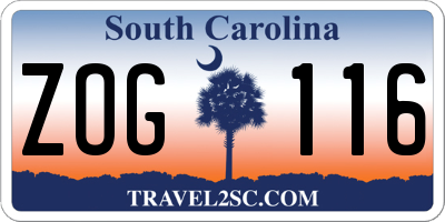 SC license plate ZOG116