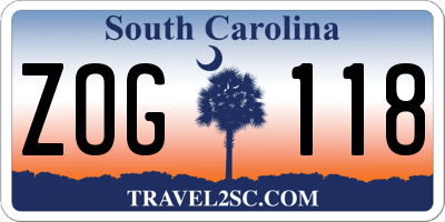 SC license plate ZOG118